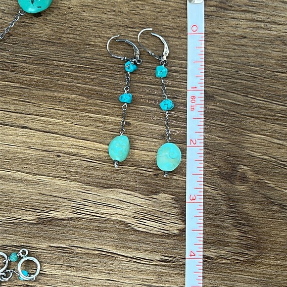 Boho Vintage silver turquoise statement 
Y necklace and earrings. - Picture 10 of 10